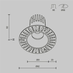 Ugradbena svjetiljka Maytoni Dip – Crna – DL119-10W-3K-TRS-B Stropna rasvjeta