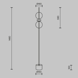 Podna lampa Maytoni Double Moon – Crna – MOD478FL-L15B3K Podne svjetiljke