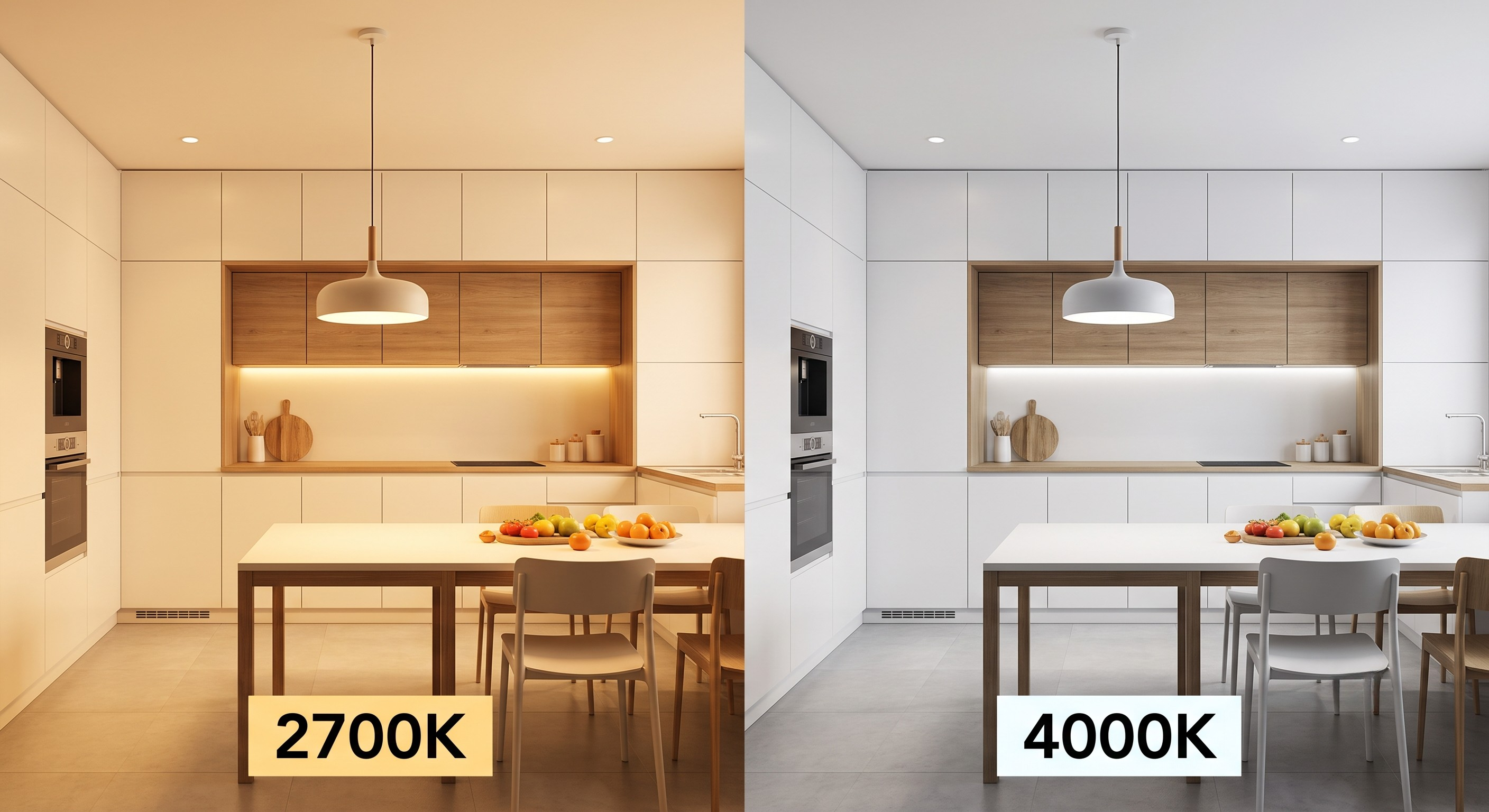 Usporedba temperature boje LED rasvjete 2700K 3000K i 4000K