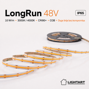 LightArt LongRun 48V COB LED traka 10W/m 3000K IP65 – rola 20 m LED Trake