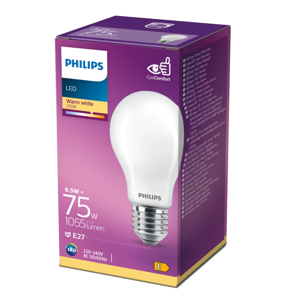 LED žarulja Philips A60 E27 8,5W (75W) 2700K mat – 70555100 E27 LED žarulja Philips A60 E27 8,5W (75W) 2700K mat – 70555100 E27