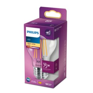 LED žarulja Philips A60 E27 8,5W (75W) 2700K prozirna – 76299500 E27 LED žarulja Philips A60 E27 8,5W (75W) 2700K prozirna – 76299500 E27