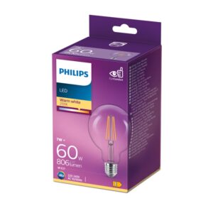 LED žarulja kugla Philips G93 E27 7W (60W) 2700K prozirna – 74245700 E27