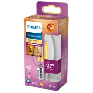 LED žarulja svijeća Philips WarmGlow B35 E14 3,4W (40W) 2200-2700K dimabilna – 32421300 Dimabilne