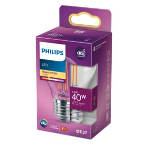 LED žarulja Philips P45 E27 4,3W (40W) 2700K prozirna – 76317600 E27