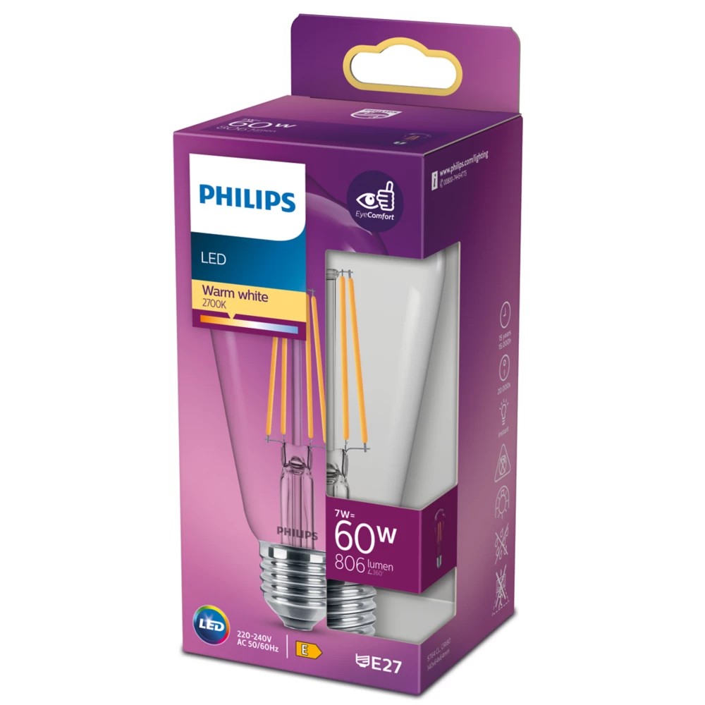 LED žarulja Philips ST64 E27 7W (60W) 2700K prozirna – 76305300 E27 LED žarulja Philips ST64 E27 7W (60W) 2700K prozirna – 76305300 E27